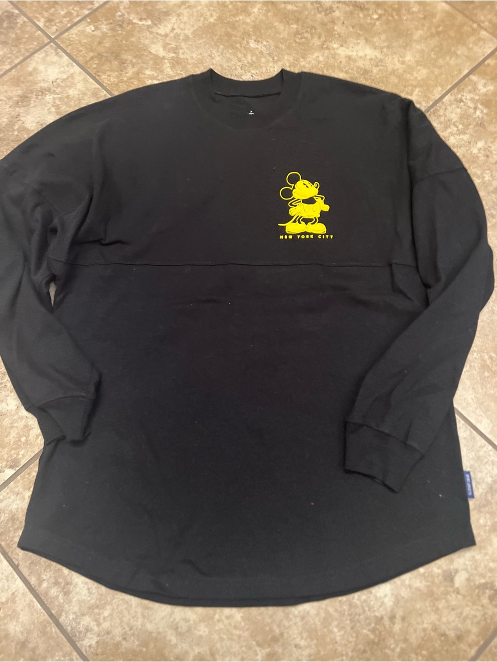 Disney Black Long-Sleeve Tee with Yellow Mickey Graphic
